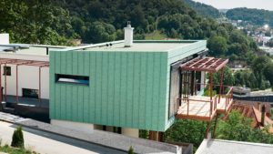 Алюминиевая кровля Система PREFALZ 47 Серая патина Prefa